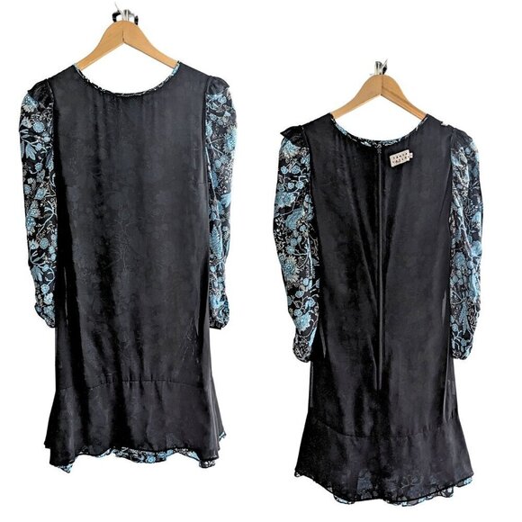 TANYA TAYLOR Raven Paisley Blue Floral Long Sleeve MiniDress w/Auth Sticker Sz 8 - Picture 8 of 10